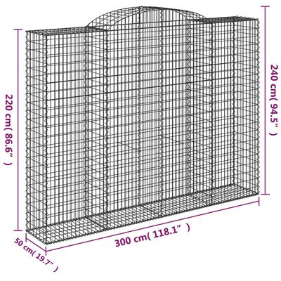 vidaXL Lučne gabionske košare 2 kom 300x50x220/240cm pocinčano željezo