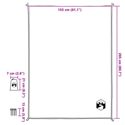 vidaXL Deka za piknik s klinovima siva i narančasta 205 x 155 cm