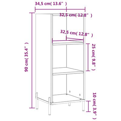 vidaXL Komoda boja smeđeg hrasta 34,5x32,5x90 cm od konstruiranog drva