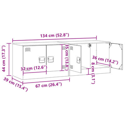 vidaXL TV ormarići 2 kom bijeli 67 x 39 x 44 cm čelični