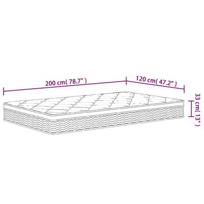 vidaXL Madrac s džepičastim oprugama srednji plus 120x200 cm