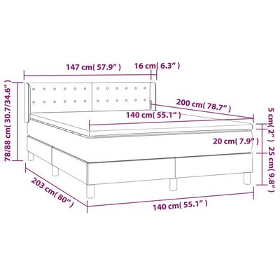 vidaXL Krevet s oprugama i madracem bijeli 140x200 cm od umjetne kože