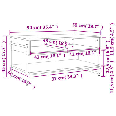 vidaXL Stolić za kavu boja hrasta 90x50x45 cm konstruirano drvo