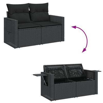 vidaXL 8-dijelni set vrtnih sofa od poliratana s jastucima crni