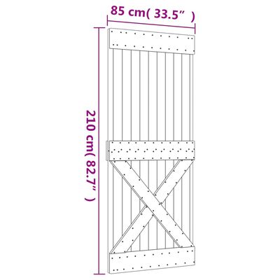 vidaXL Klizna vrata s priborom za montažu 85 x 210 cm masivna borovina