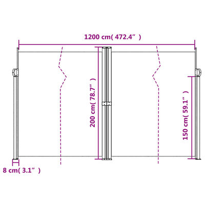 vidaXL Bočna tenda na uvlačenje plava 200x1200 cm