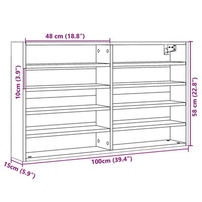 vidaXL Vitrina bijela 100x15x58 cm konstruirano drvo