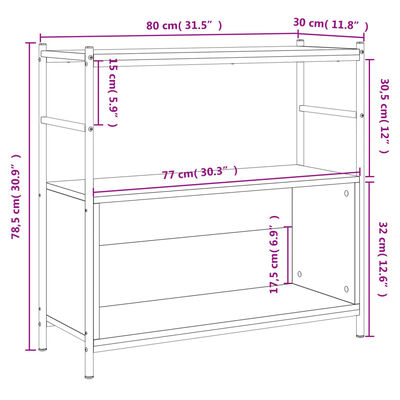 vidaXL Regal za knjige boja hrasta 80 x 30 x 78,5 cm od drva i željeza