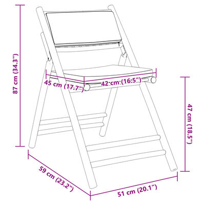 vidaXL 3-dijelni sklopivi bistro set s tamnosivim jastucima bambus