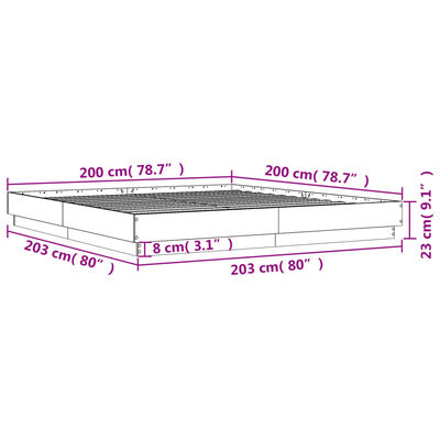 vidaXL Okvir za krevet boja hrasta 200x200 cm od konstruiranog drva