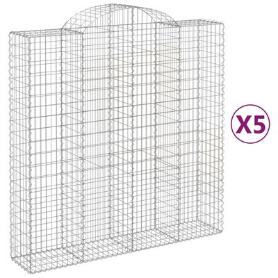 vidaXL Lučne gabionske košare 5 kom 200x50x200/220cm pocinčano željezo