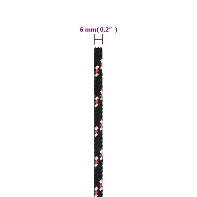 vidaXL Brodski konop crni 6 mm 25 m od polipropilena