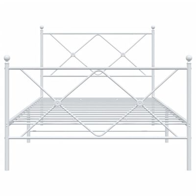 vidaXL Metalni okvir kreveta uzglavlje i podnožje bijeli 100x200 cm