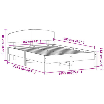 vidaXL Okvir kreveta bez madraca bijeli 160x200 cm od masivne borovine