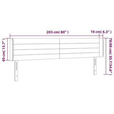 vidaXL Uzglavlje s ušima krem 203x16x78/88 cm od tkanine