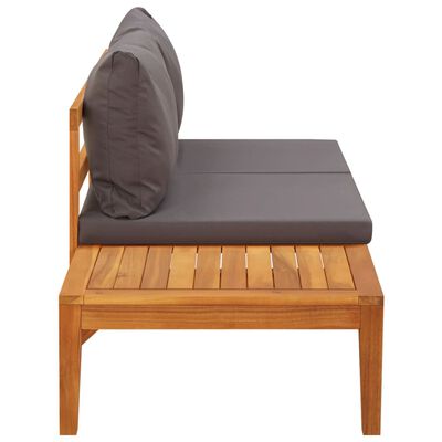 vidaXL Vrtna klupa sa stolićem i tamnosivim jastucima drvo bagrema