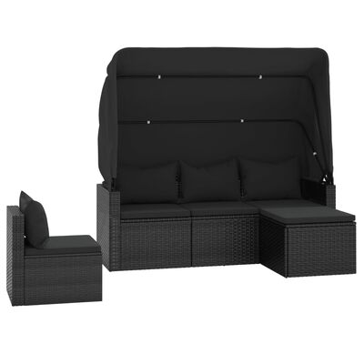 vidaXL 4-dijelni set vrtnih sofa od poliratana s jastucima crni