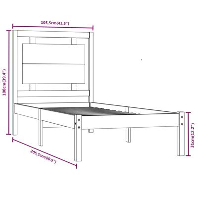 vidaXL Okvir za krevet od masivnog drva smeđa boja meda 100 x 200 cm