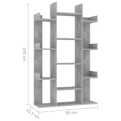 vidaXL Ormarić za knjige boja betona 86x25,5x140 cm konstruirano drvo