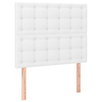 vidaXL Krevet box spring s madracem LED bijeli 90x200 cm umjetna koža