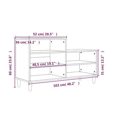 vidaXL Ormarić za cipele boja hrasta 102x36x60 cm konstruirano drvo