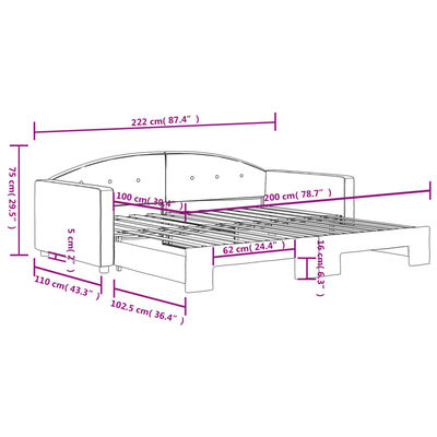 vidaXL Dnevni krevet na razvlačenje svjetlosivi 100x200 cm baršunasti