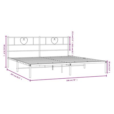 vidaXL Metalni okvir za krevet s uzglavljem crni 193x203 cm