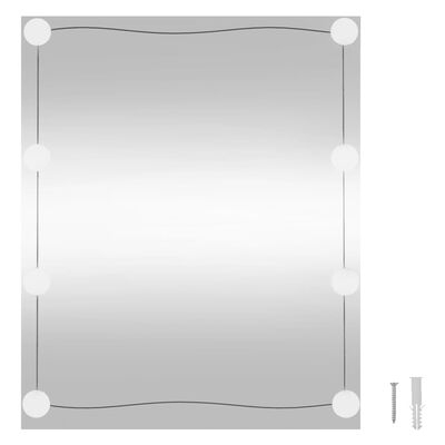 vidaXL Zidno ogledalo s LED svjetlima 50 x 60 cm stakleno pravokutno