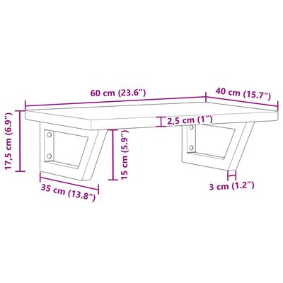 vidaXL Zidna polica za umivaonik od čelika i masivne hrastovine