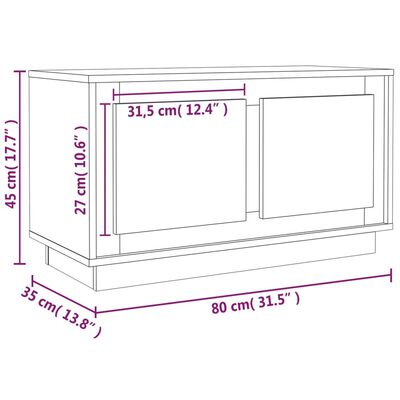 vidaXL TV ormarić sjajni bijeli 80x35x45 cm konstruirano drvo