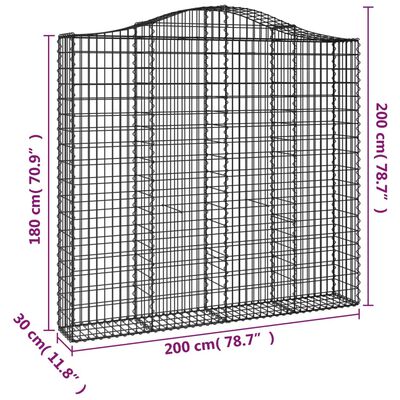 vidaXL Gabionska košara s lukom 200x30x180/200 cm pocinčano željezo