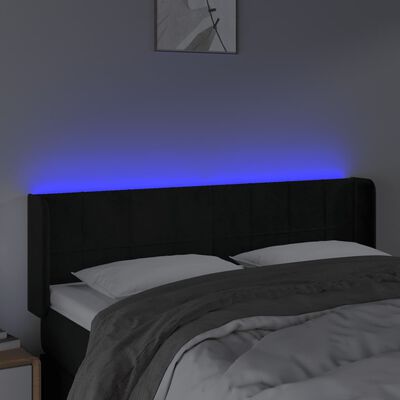 vidaXL LED uzglavlje crno 147x16x78/88 cm baršunasto