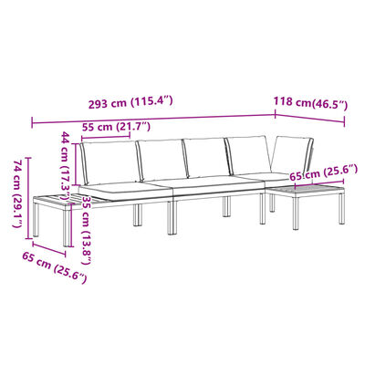 vidaXL 3-dijelni set vrtnih sofa s jastucima crni aluminijski