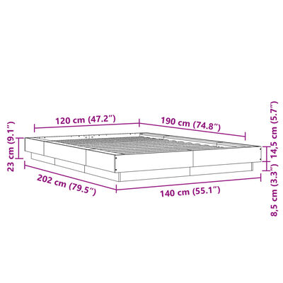 vidaXL Okvir za krevet crni 120x190 cm konstruirano drvo