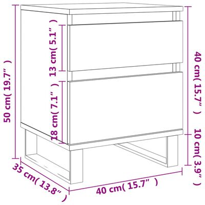 vidaXL Noćni ormarići 2 kom boja hrasta 40x35x50 cm konstruirano drvo