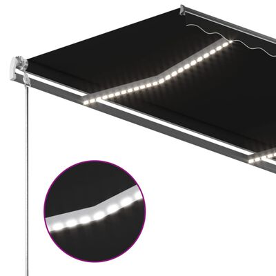 vidaXL Tenda na ručno uvlačenje s LED svjetlima 350 x 250 cm antracit