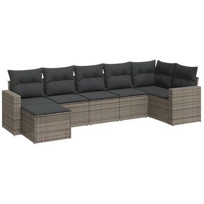 vidaXL 7-dijelni set vrtnih sofa sivi od poliratana