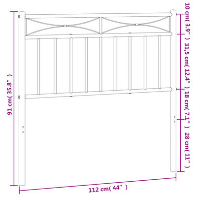 vidaXL Metalno uzglavlje crno 107 cm