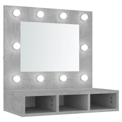vidaXL Kupaonski ormarić s LED ogledalom boja betona 60 x 31,5 x 62 cm