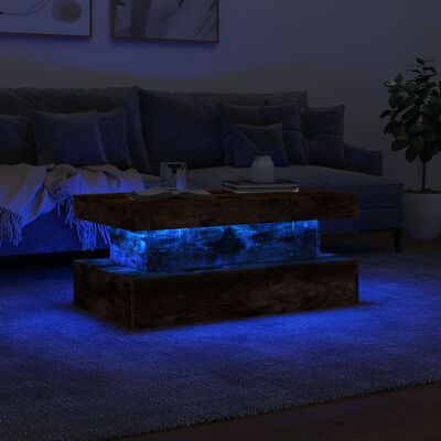 vidaXL Stolić za kavu s LED svjetlima boja hrasta 90 x 50 x 40 cm