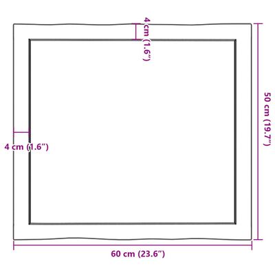 vidaXL Stolna ploča tamnosmeđa 60x50x(2-4) cm obrađena hrastovina