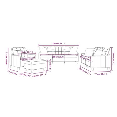 vidaXL 4-dijelni set sofa s jastucima sivi od umjetne kože