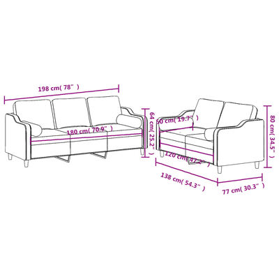 vidaXL 2-dijelni set sofa s jastucima tamnosivi od tkanine