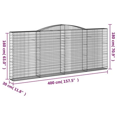 vidaXL Lučne gabionske košare 3 kom 400x30x160/180cm pocinčano željezo