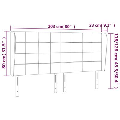 vidaXL Uzglavlje s ušima tamnosmeđe 203x23x118/128 cm od tkanine