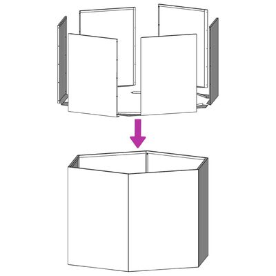 vidaXL Vrtna sadilica crna šesterokutna 104 x 90 x 45 cm čelična