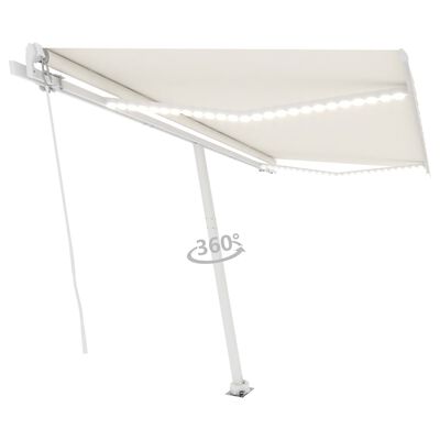 vidaXL Tenda na ručno uvlačenje s LED svjetlima 400 x 300 cm krem