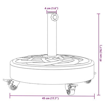 vidaXL Baza suncobrana s kotačima za stupove Ø 38/48 mm 27 kg okrugla