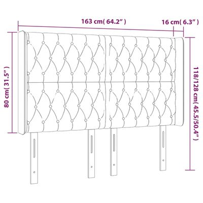 vidaXL LED uzglavlje smeđesivo 163 x 16 x 118/128 cm od tkanine