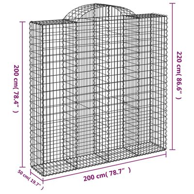 vidaXL Lučne gabionske košare 10kom 200x50x200/220cm pocinčano željezo